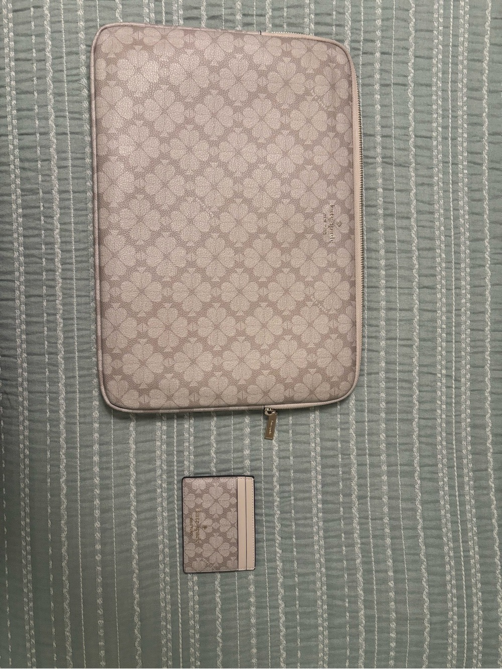 kate spade Pale Pink Floral Logo Tablet Sleeve with Matching Card Case